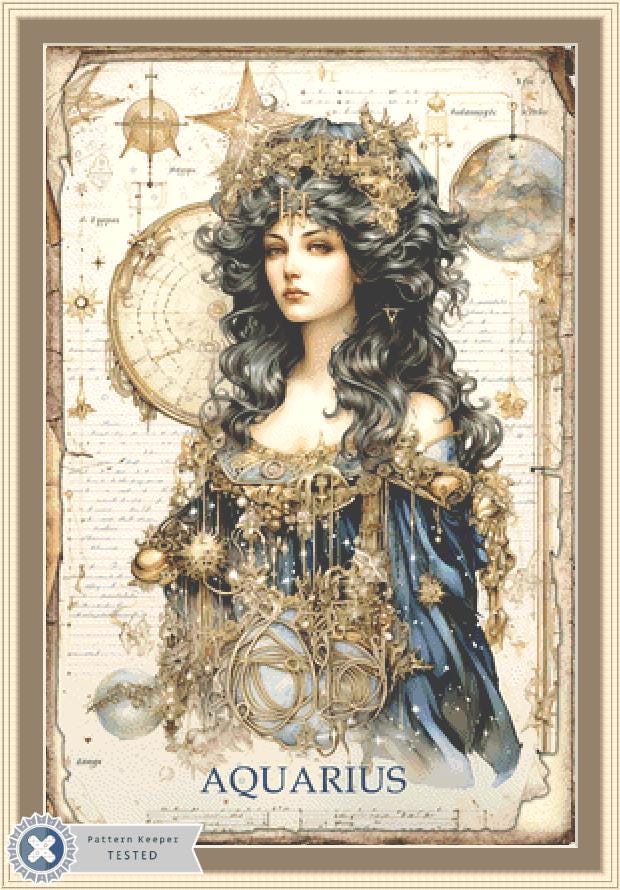 Zodiac - Aquarius 1 counted cross stitch pattern by Sharm Studio