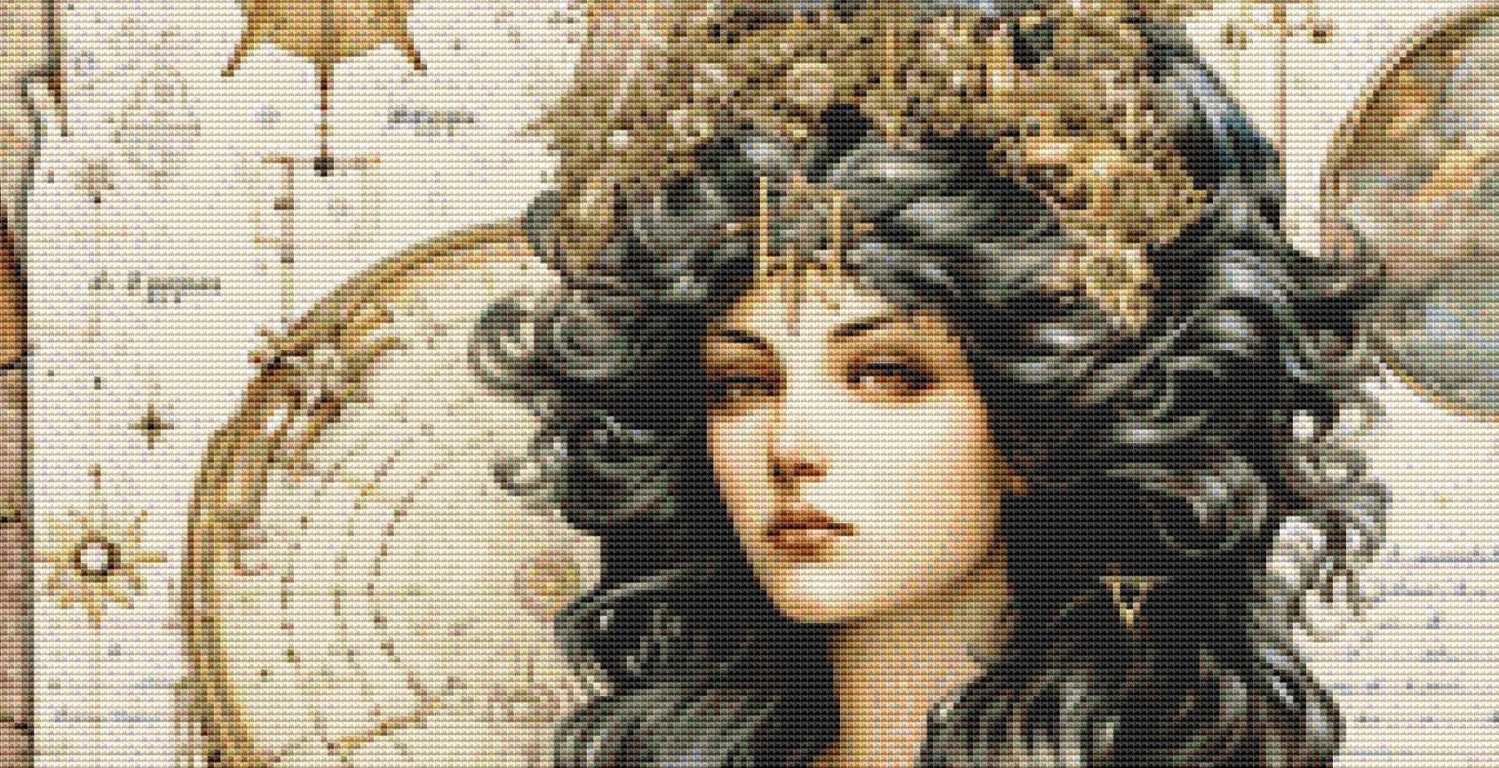 Zodiac - Aquarius 1 counted cross stitch pattern by Sharm Studio