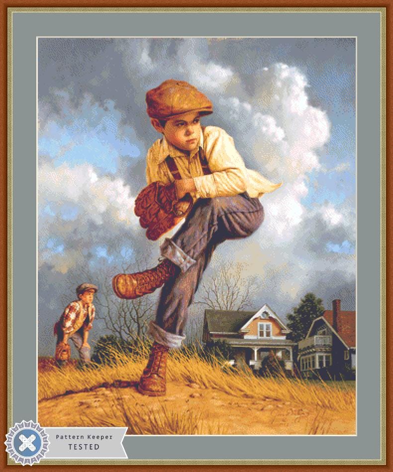 Fastball counted cross stitch pattern by Jim Daly/Ansada Art Licensing Group, LLC