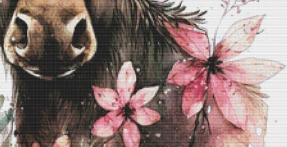 Moose Flowers counted cross stitch pattern by Cedar Grove Graphics