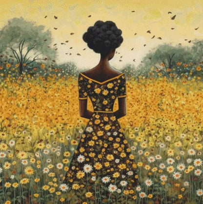 Woman in a Field of Flowers 17 counted cross stitch pattern by Eder Jose Rosa