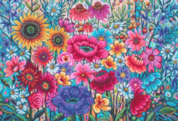 Floral Frenzy (Small) counted cross stitch pattern by Peggy Davis/Porterfields Fine Art Licensing