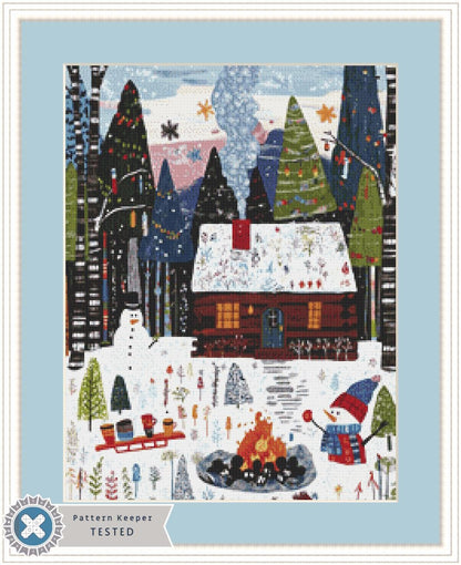 Cozy Hideaway in the Winter Woods (Small) counted cross stitch pattern by The Art Revivalist