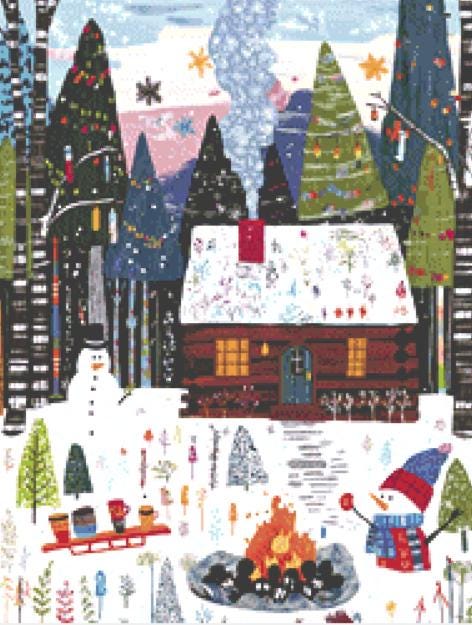 Cozy Hideaway in the Winter Woods (Small) counted cross stitch pattern by The Art Revivalist