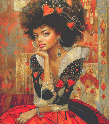 The Queen of Hearts (Reg) Version 2 counted cross stitch pattern by The Art Revivalist