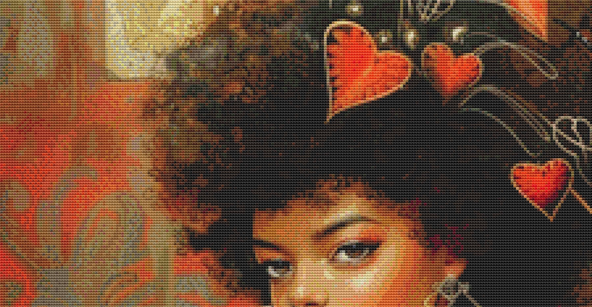 The Queen of Hearts (Reg) Version 2 counted cross stitch pattern by The Art Revivalist