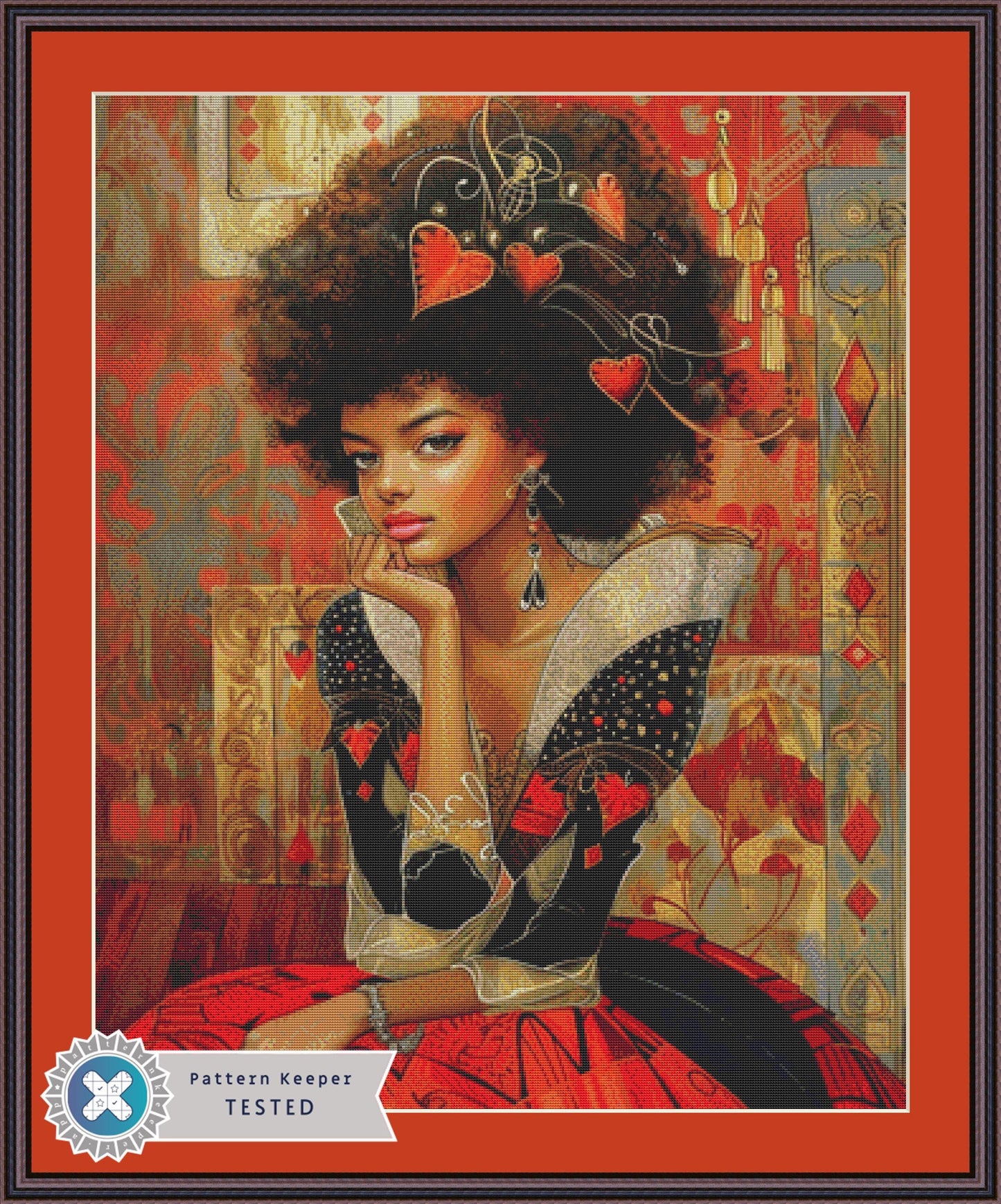 The Queen of Hearts (Reg) Version 2 counted cross stitch pattern by The Art Revivalist
