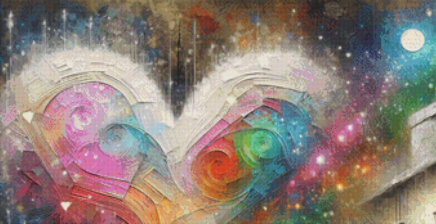 Strolling into my Vivid Destiny counted cross stitch pattern by World of Love Hearts/Adrian G. Eyre