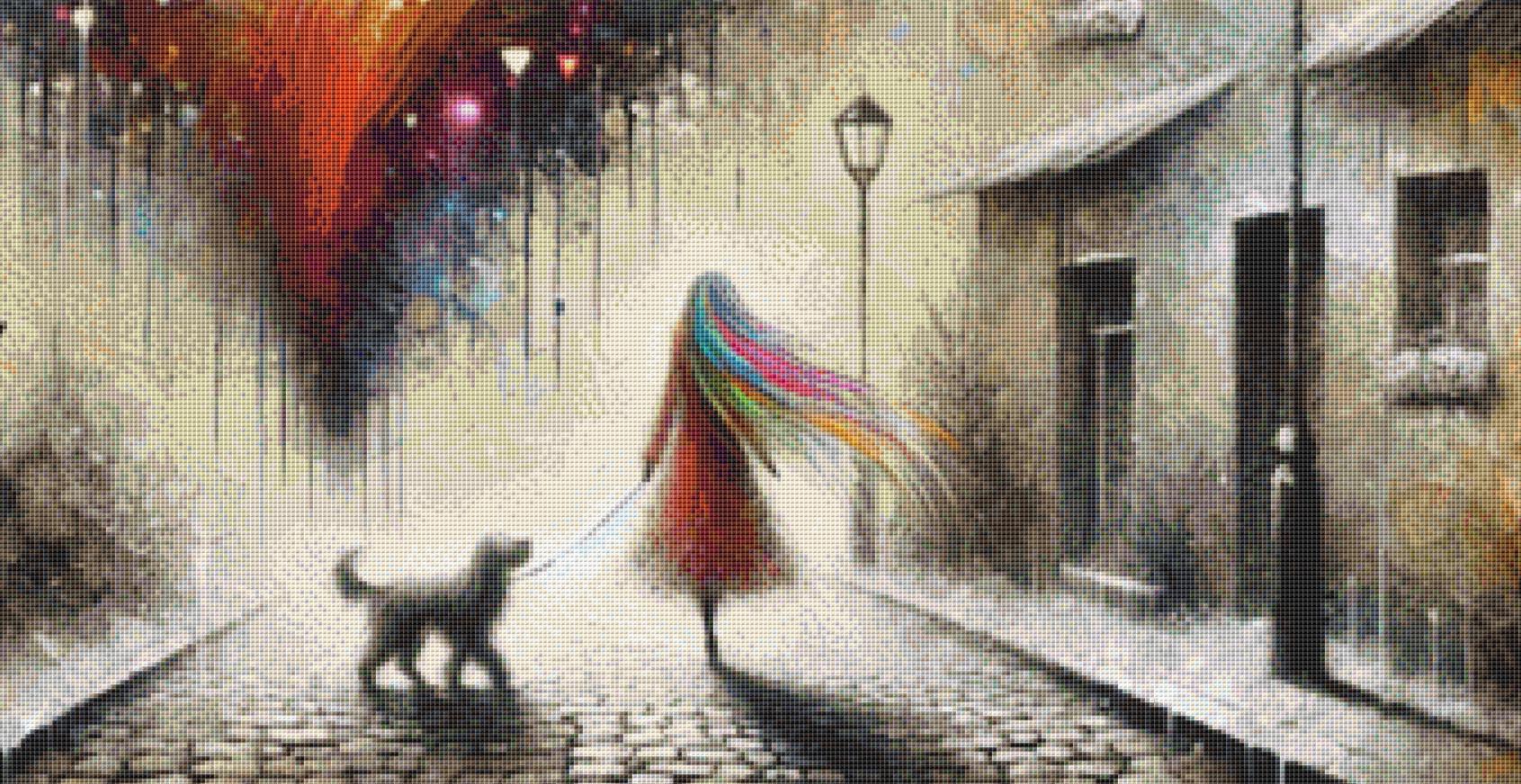 Strolling into my Vivid Destiny counted cross stitch pattern by World of Love Hearts/Adrian G. Eyre