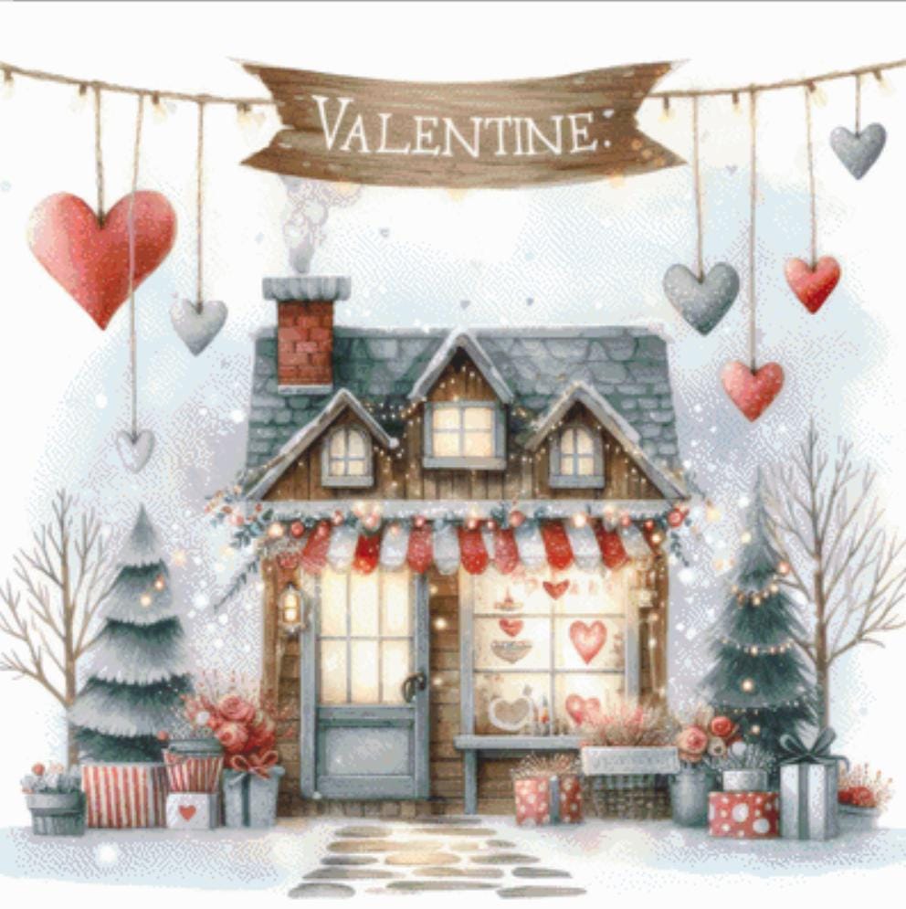 Valentine Shop No. 7 counted cross stitch pattern by Escape Journals