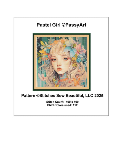 Pastel Girl counted cross stitch pattern by PassyArt