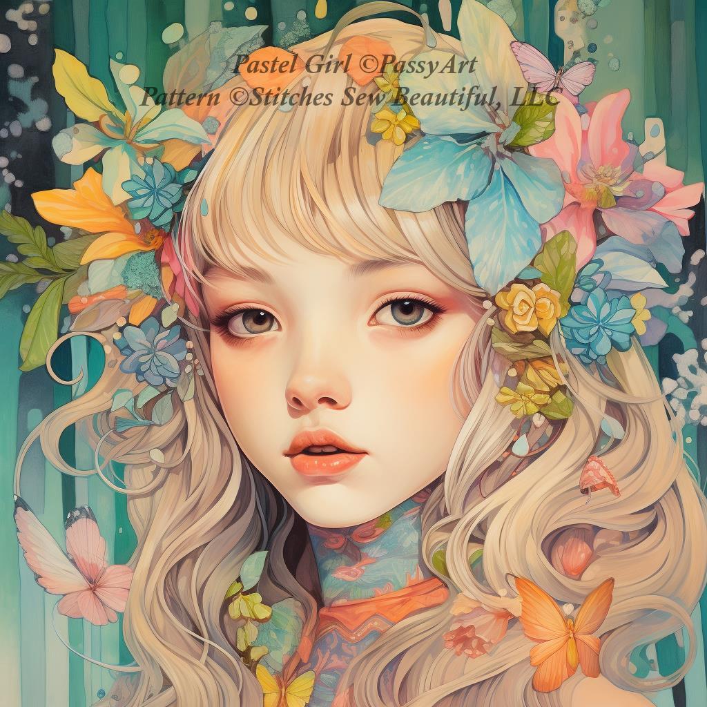 Pastel Girl counted cross stitch pattern by PassyArt