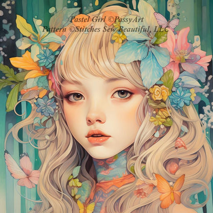Pastel Girl counted cross stitch pattern by PassyArt