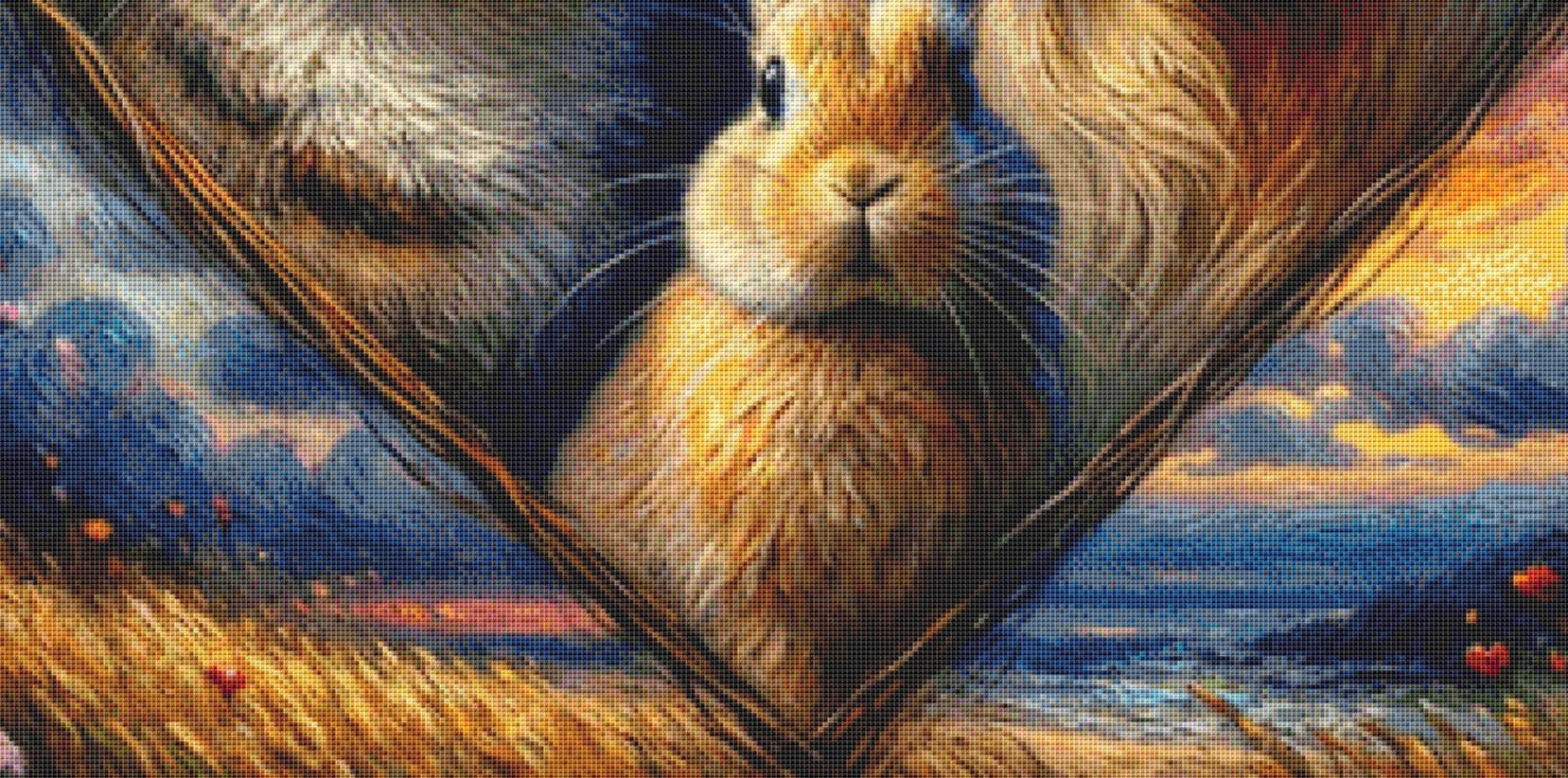 Harmony in Hues Cat, Dog, and Rabbit counted cross stitch pattern by World of Love Hearts/Adrian G. Eyre