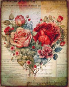 Heart of Roses (Small) counted cross stitch pattern by Sharm Studio