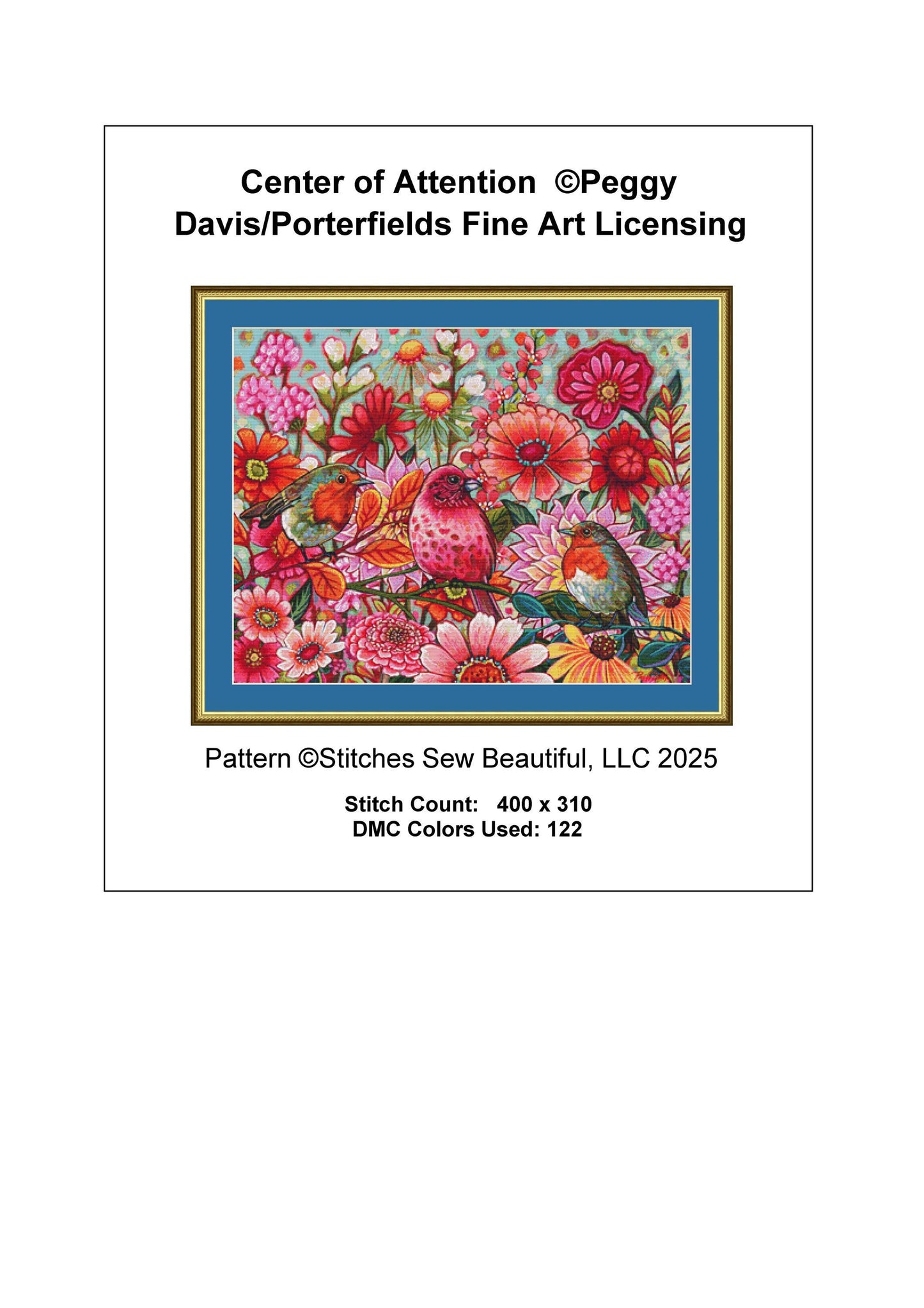 Center of Attention counted cross sttich pattern by Peggy Davis/Porterfields Fine Art Licensing
