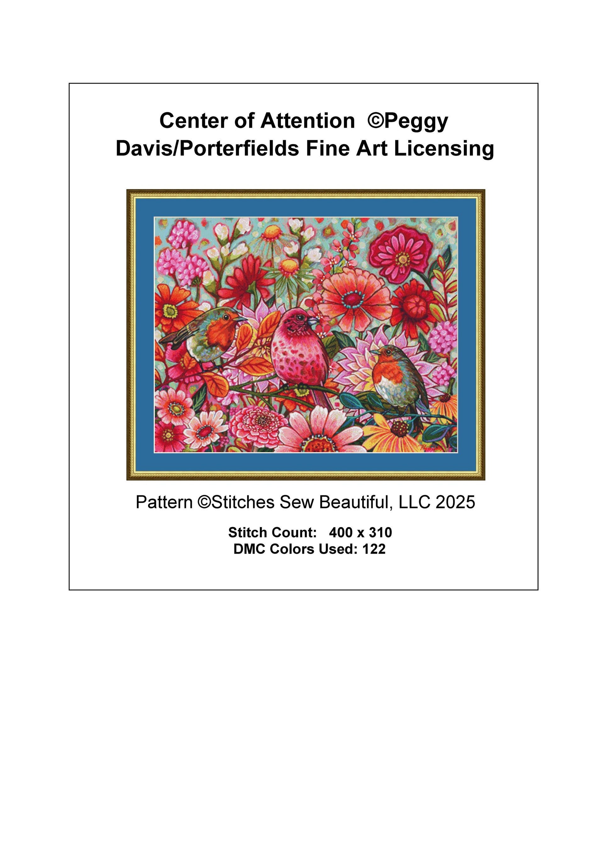 Center of Attention counted cross sttich pattern by Peggy Davis/Porterfields Fine Art Licensing