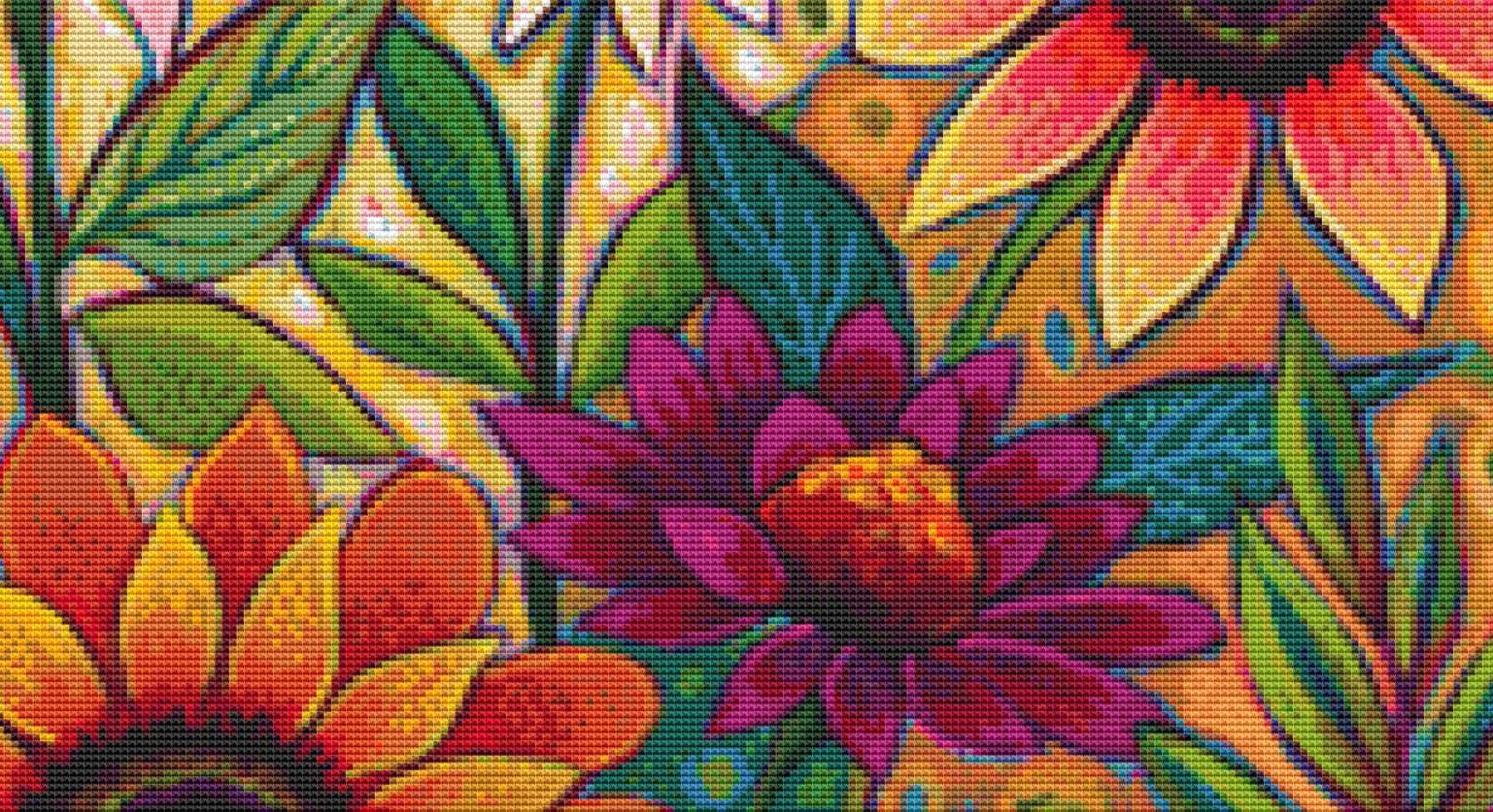Fall Sunflower Surprise counted cross stitch pattern by Peggy Davis/Porterfields Fine Art Licensing
