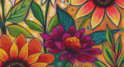 Fall Sunflower Surprise counted cross stitch pattern by Peggy Davis/Porterfields Fine Art Licensing