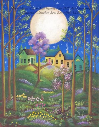 New Moon counted cross stitch pattern by Kim Leo licensed by JMS Art Licensing