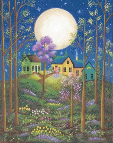 New Moon counted cross stitch pattern by Kim Leo licensed by JMS Art Licensing