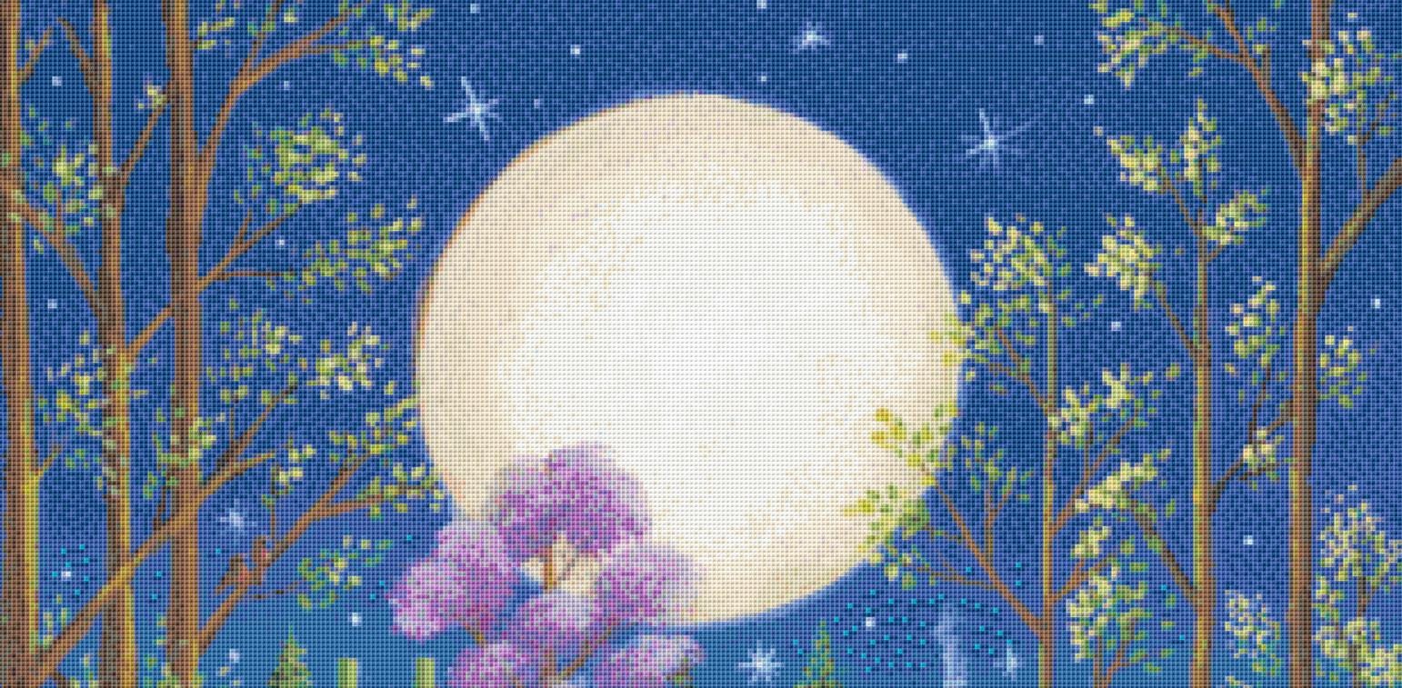 New Moon counted cross stitch pattern by Kim Leo licensed by JMS Art Licensing