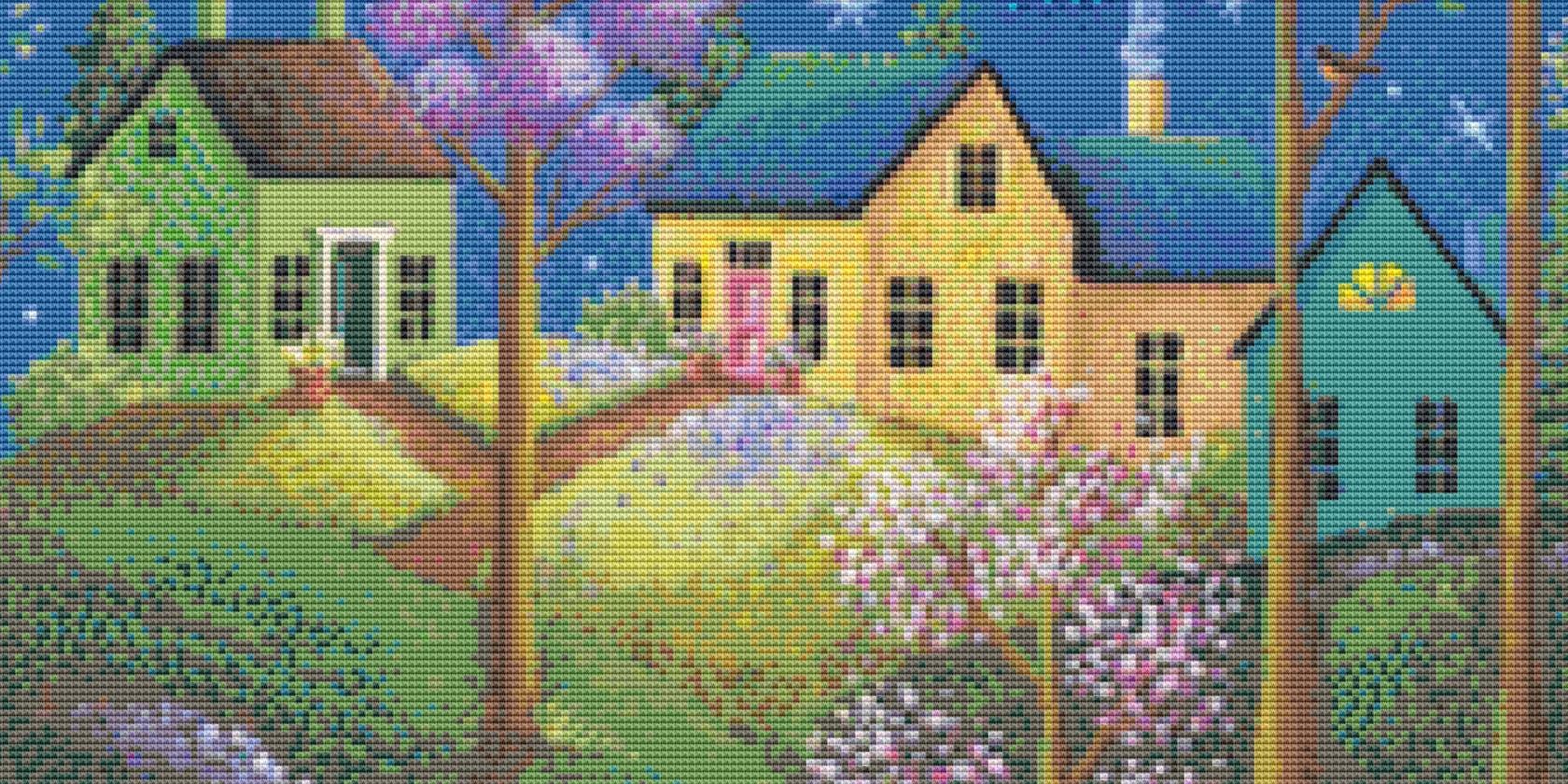 New Moon counted cross stitch pattern by Kim Leo licensed by JMS Art Licensing