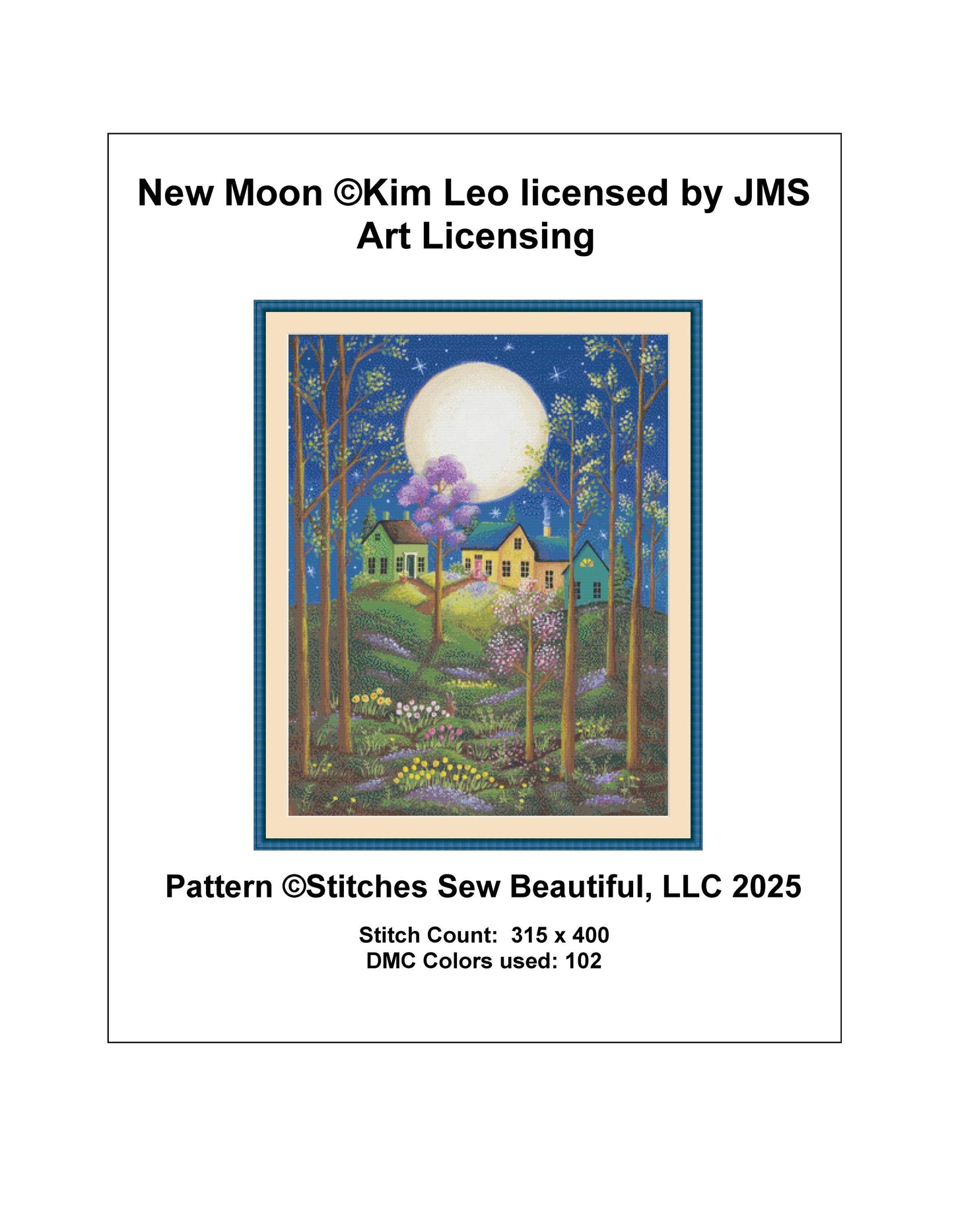 New Moon counted cross stitch pattern by Kim Leo licensed by JMS Art Licensing