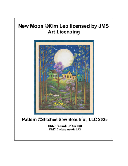 New Moon counted cross stitch pattern by Kim Leo licensed by JMS Art Licensing