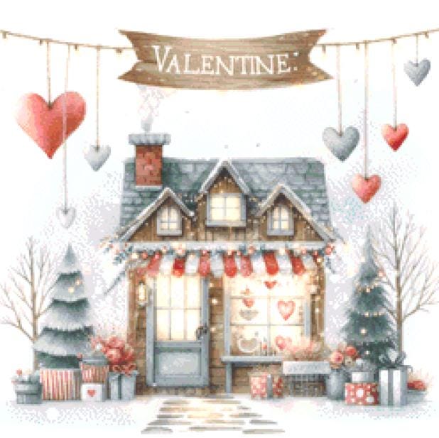 Valentine Shop No. 7 (Small) counted cross stitch pattern by Escape Journals