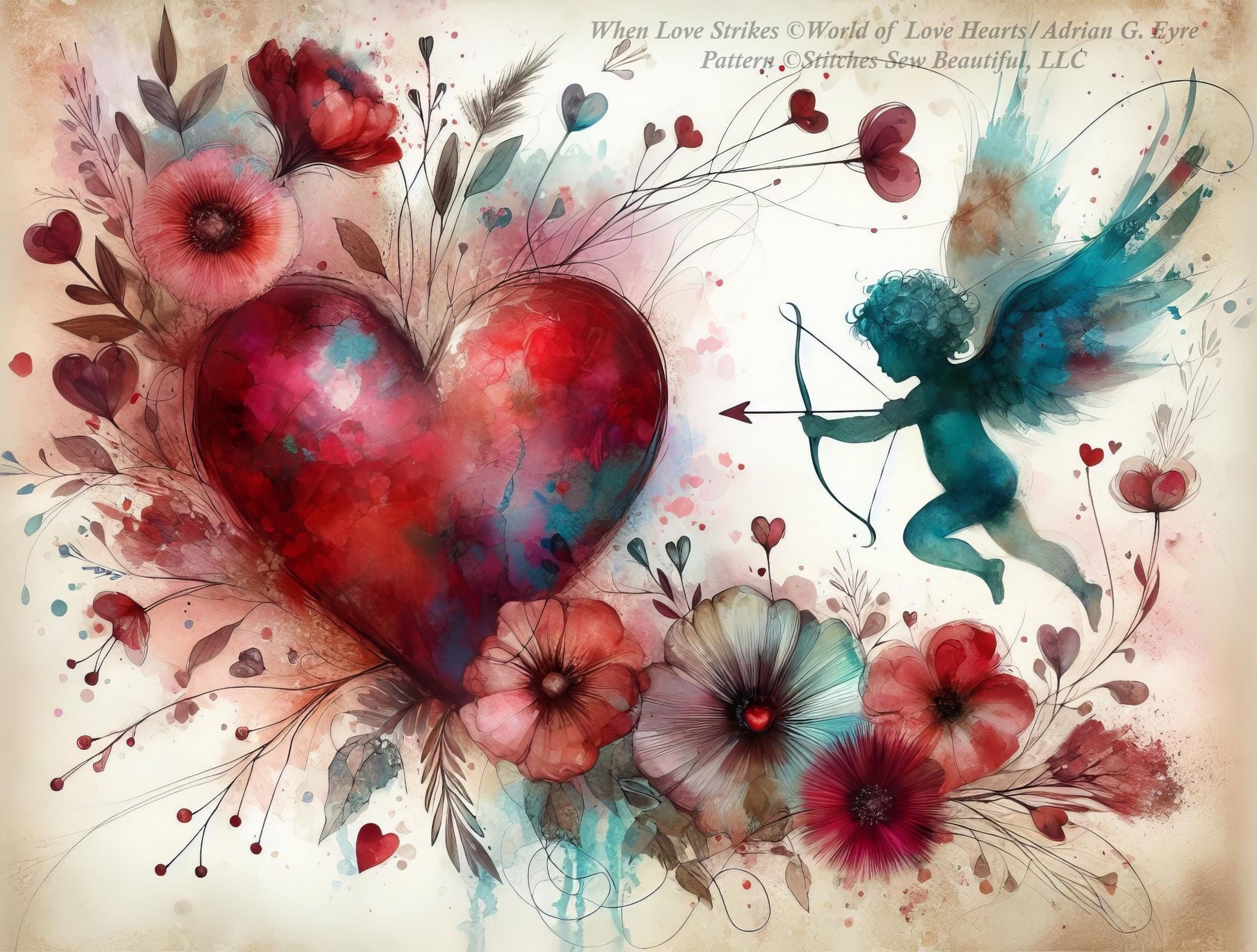 When Love Strikes counted cross stitch pattern by World of Love Hearts/Adrian G. Eyre