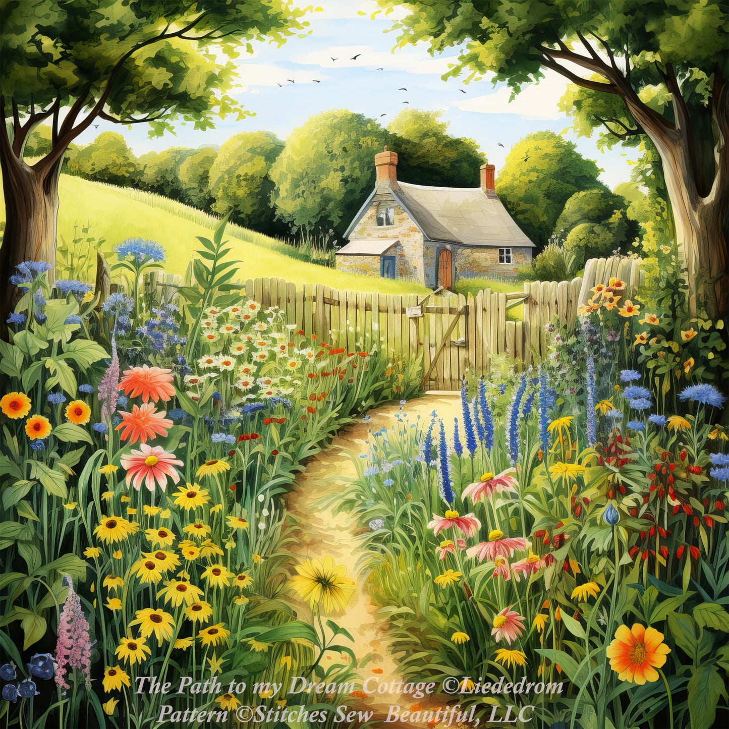 The Path to my Dream Cottage counted cross stitch pattern by Liededrom