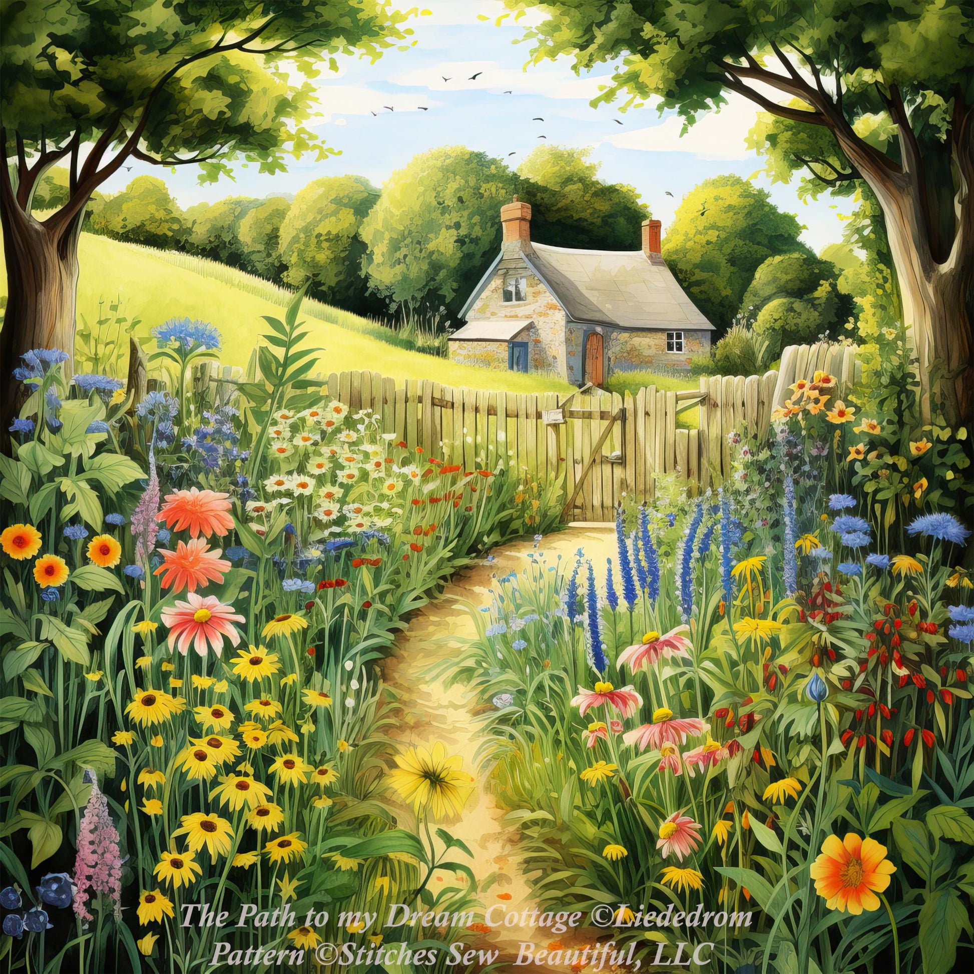 The Path to my Dream Cottage counted cross stitch pattern by Liededrom