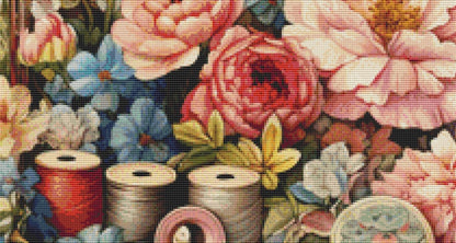 Elegant Floral Sewing Kit counted cross stitch pattern by Liededrom