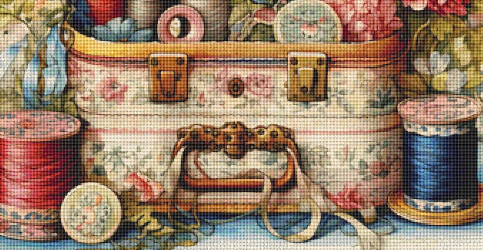 Elegant Floral Sewing Kit counted cross stitch pattern by Liededrom
