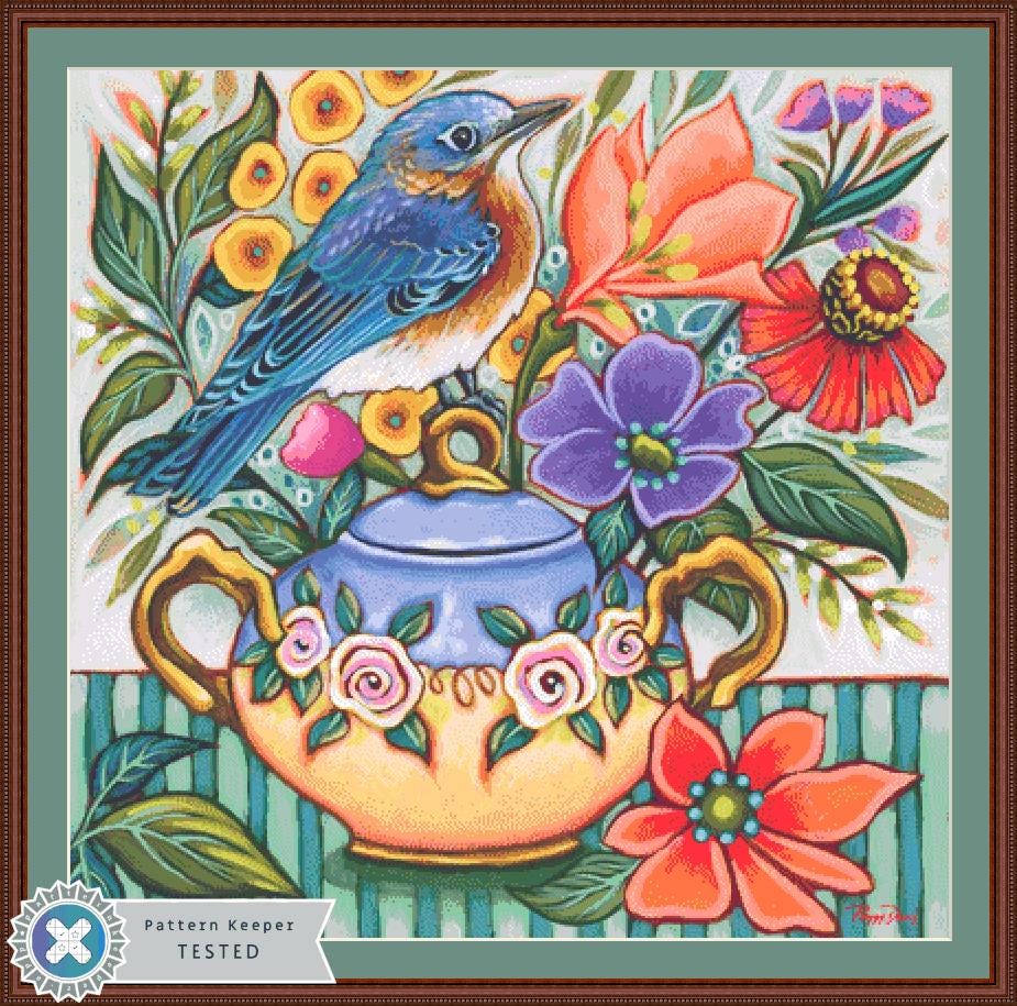 Kitschy Birds 1 counted cross stitch pattern by Peggy Davis/Porterfields Fine Art Licensing
