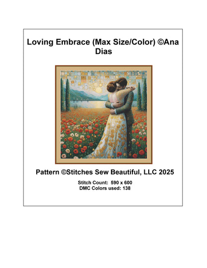 Loving Embrace (Max Size/Color) counted cross stitch pattern by Ana Dias