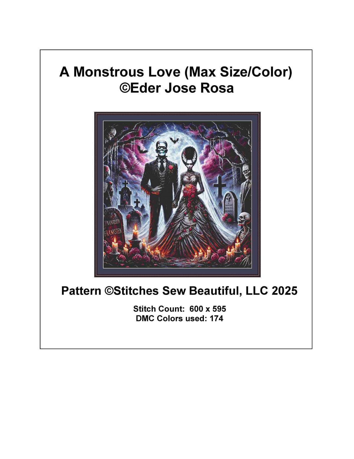 A Monstrous Love (Max Size/Color) counted cross stitch pattern by Eder Jose Rosa