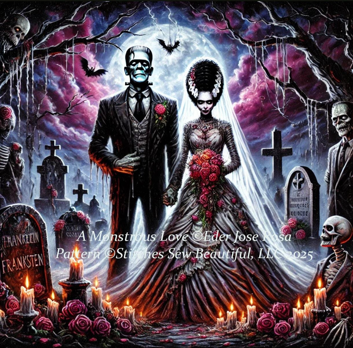 A Monstrous Love (Max Size/Color) counted cross stitch pattern by Eder Jose Rosa