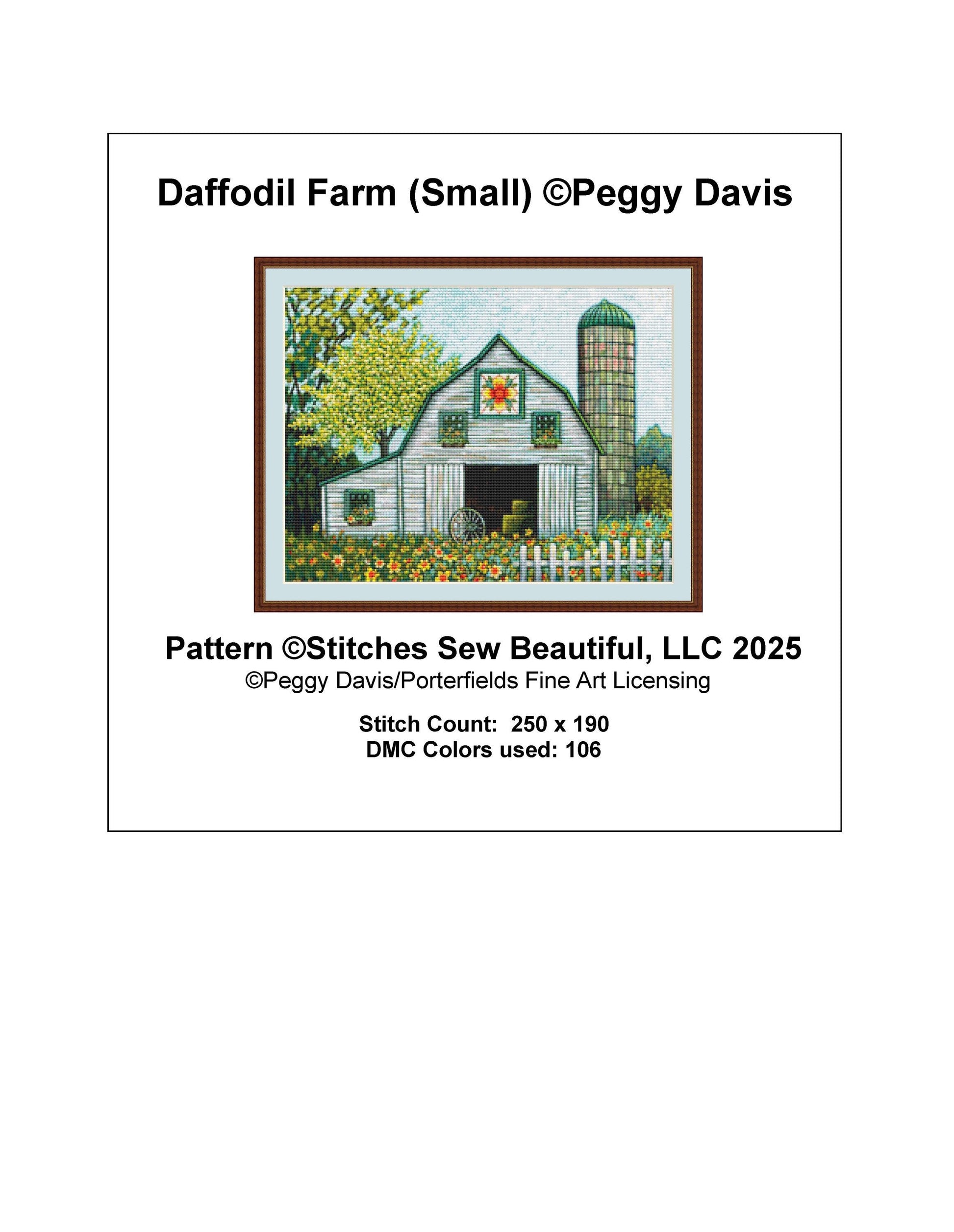 Daffodil Farm (Small) counted cross stitch pattern by Peggy Davis/Porterfields Fine Art Licensing