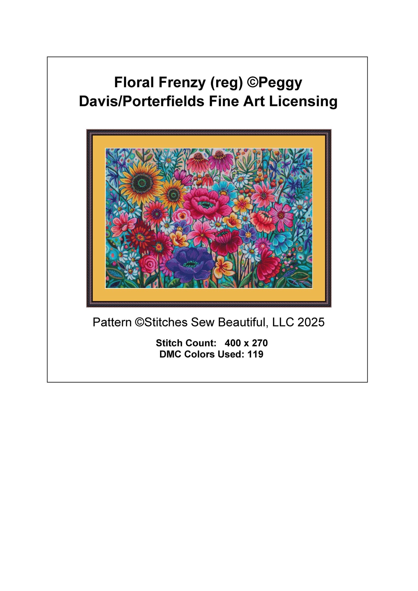 Floral Frenzy counted cross stitch pattern by Peggy Davis/Porterfields Fine Art Licensing