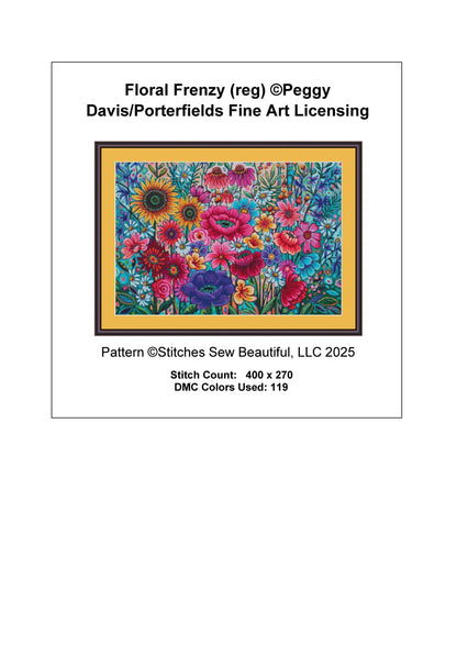 Floral Frenzy counted cross stitch pattern by Peggy Davis/Porterfields Fine Art Licensing
