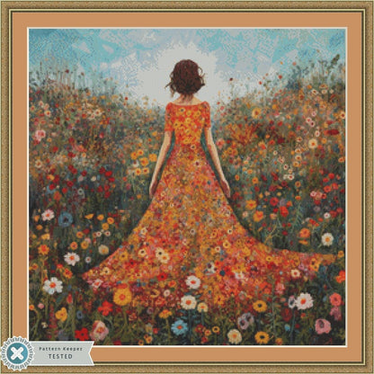 Woman in a Field of Flowers 1 (Small) counted cross stitch pattern by Eder Jose Rosa