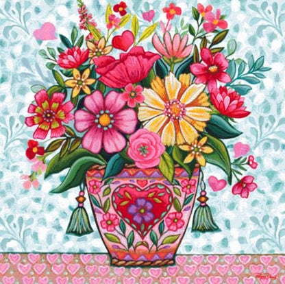 Happy Heart Floral 1 counted cross stitch pattern by Peggy Davis/Porterfields Fine Art Licensing
