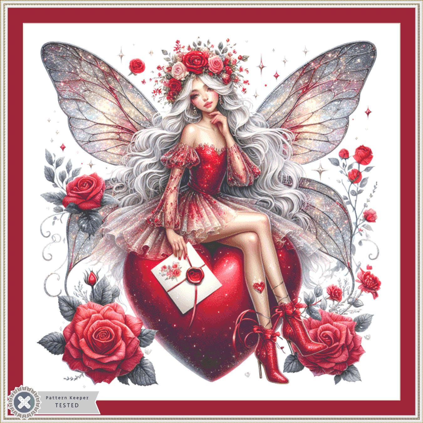 Valentine Fairy No. 8 (Max Size/Color) counted cross stitch pattern by Art Outrageous