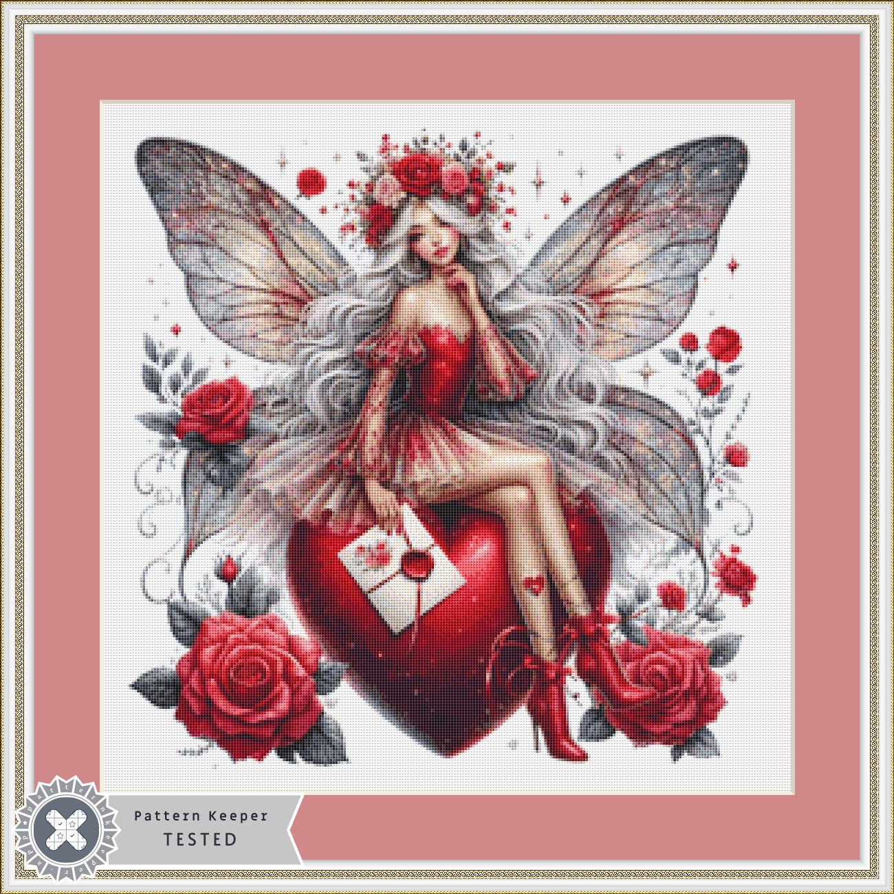 Valentine Fairy No. 8 (Small) counted cross stitch pattern by Art Outrageous