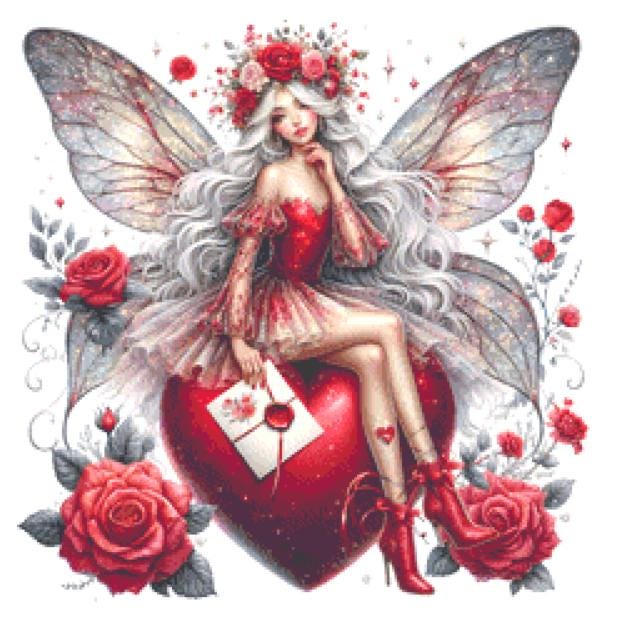 Valentine Fairy No. 8 (Small) counted cross stitch pattern by Art Outrageous