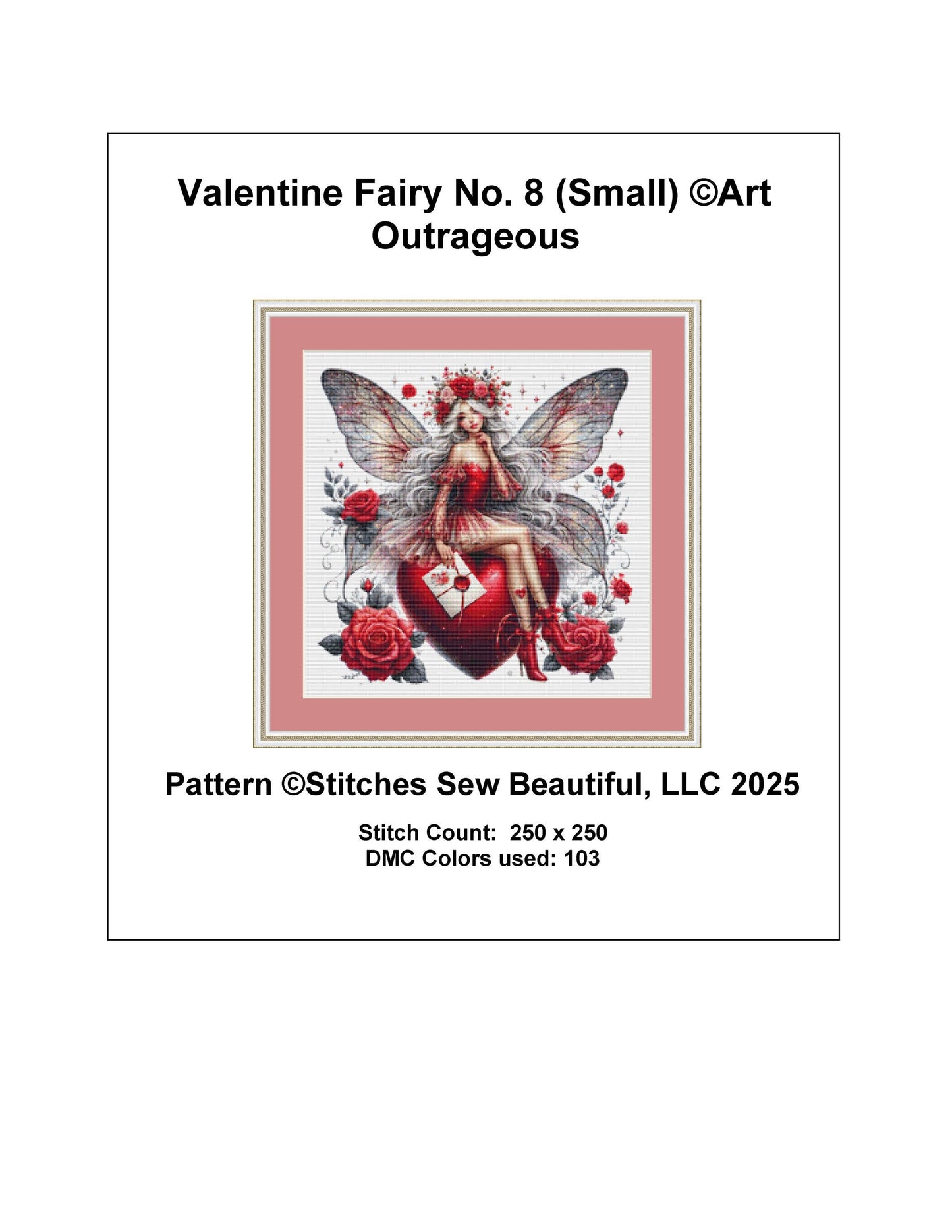 Valentine Fairy No. 8 (Small) counted cross stitch pattern by Art Outrageous
