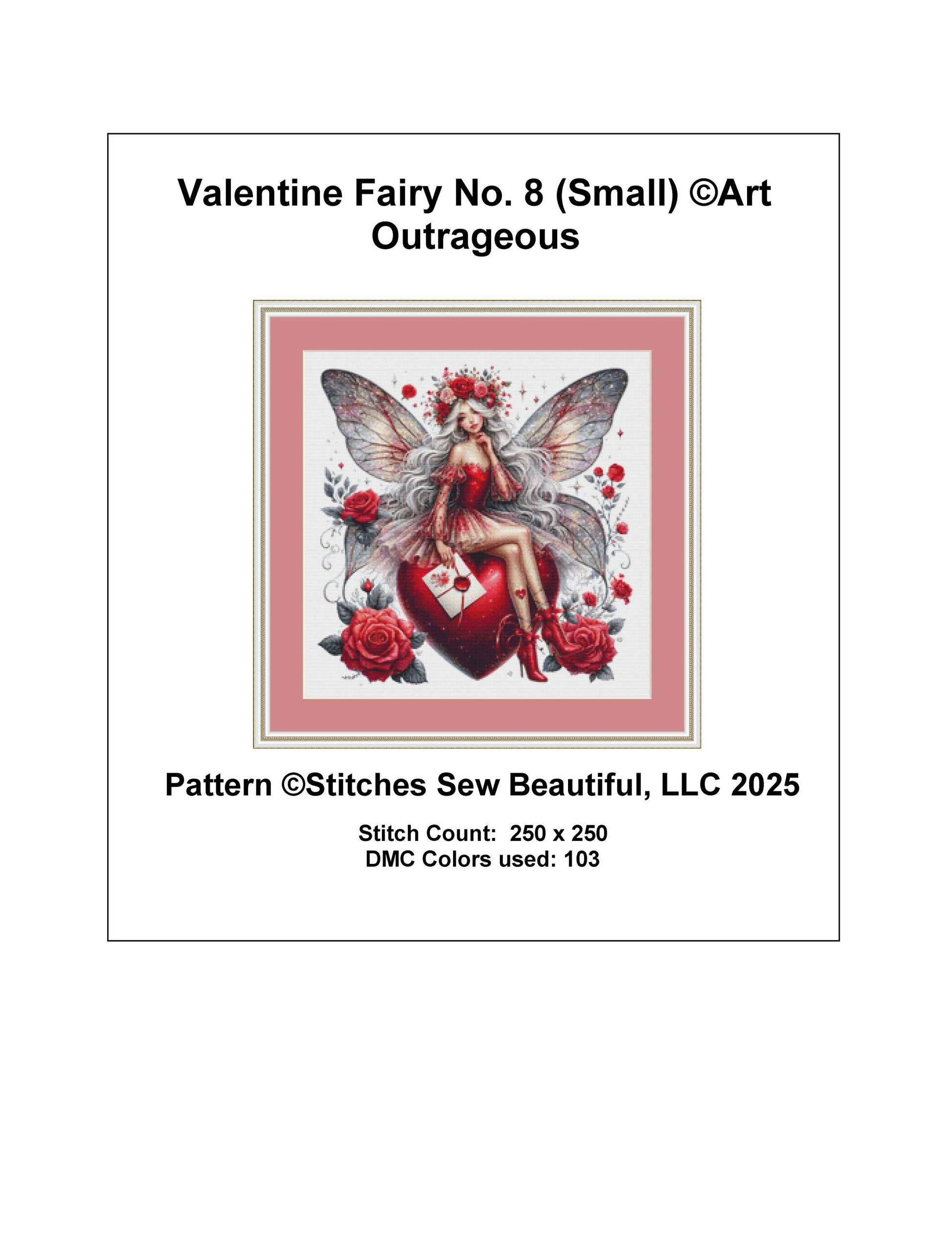 Valentine Fairy No. 8 (Small) counted cross stitch pattern by Art Outrageous