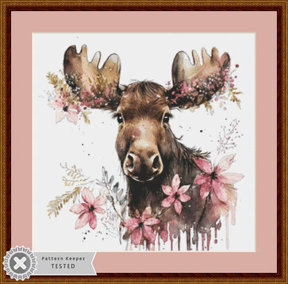 Moose Flowers (Small) counted cross stitch pattern by Cedar Grove Graphics